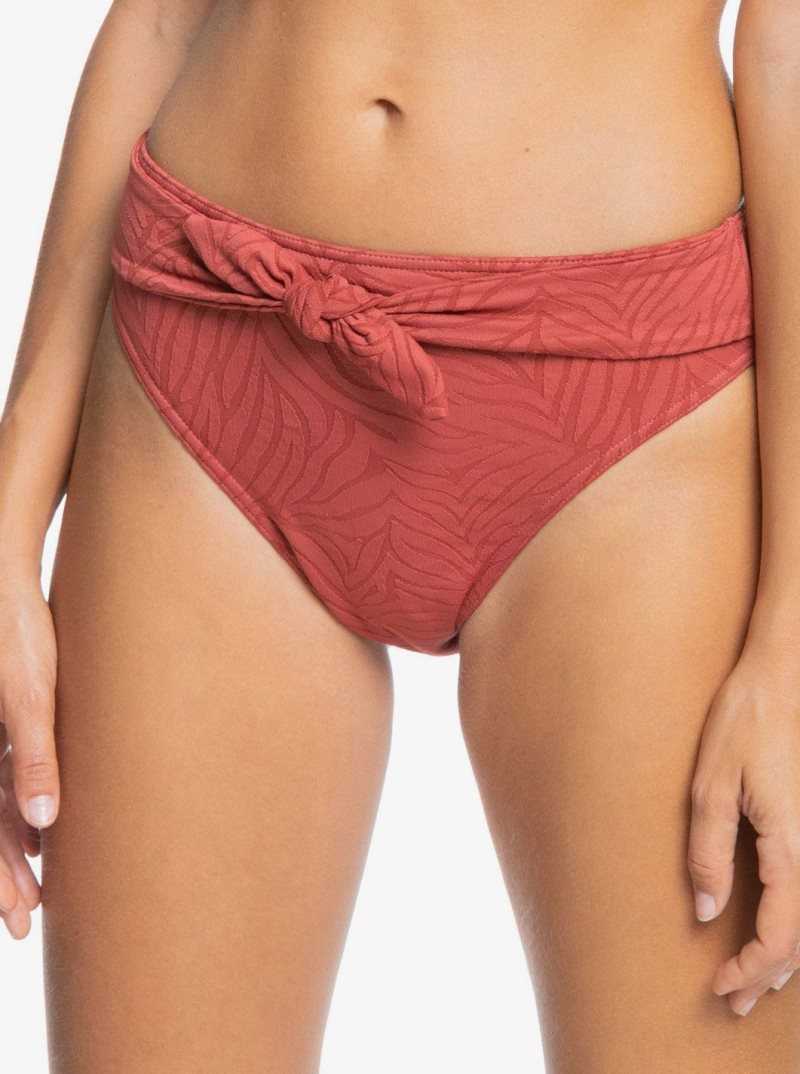 Marsala Roxy Wild Babe Mid Waist Bikini Bottoms | HITQXM624