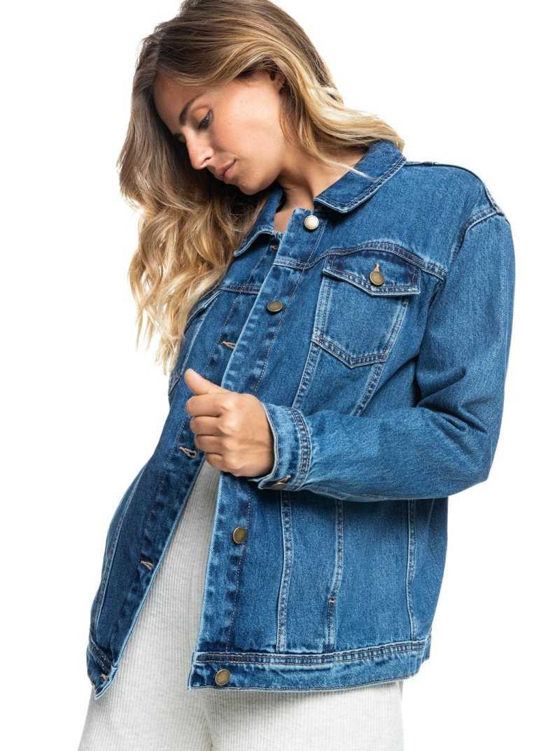 Medium Blue Roxy Mountain Roads Denim Jacket | JSBFGV806