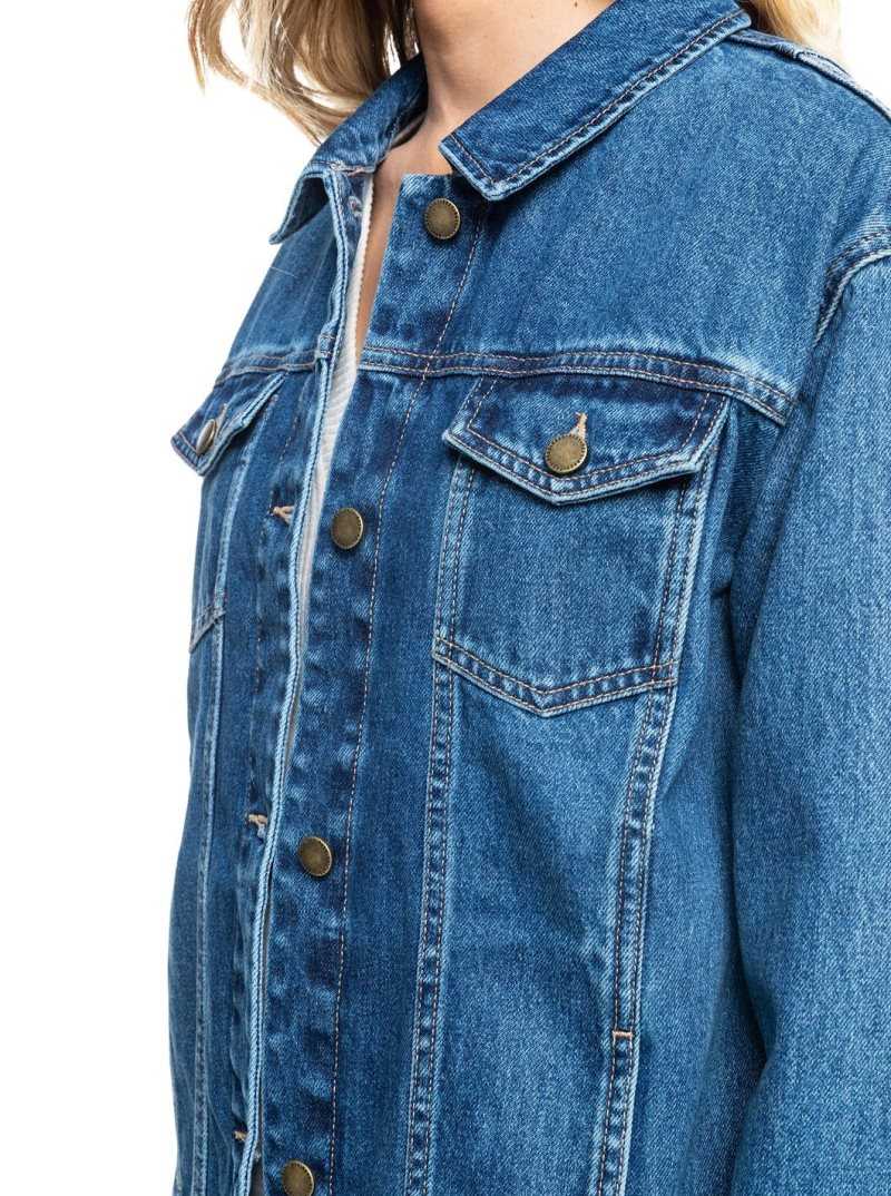 Medium Blue Roxy Mountain Roads Denim Jacket | JSBFGV806