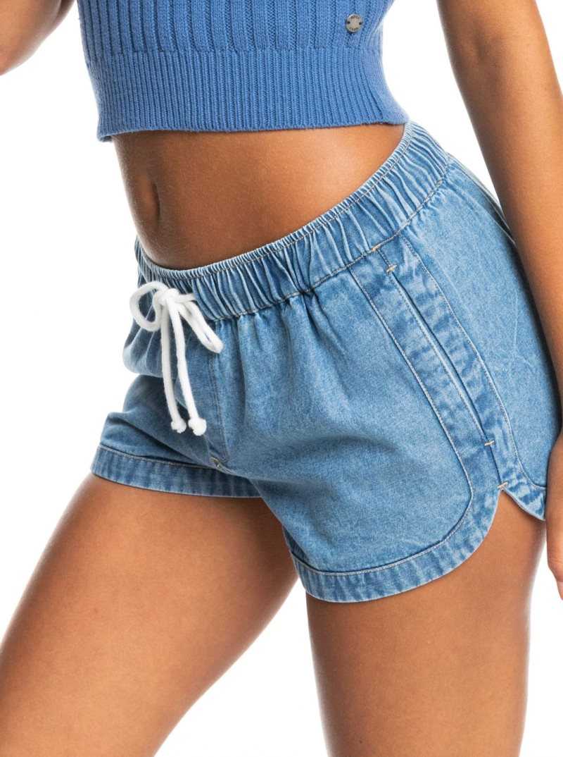 Medium Blue Roxy New Impossible Denim Shorts | DXHMPI825