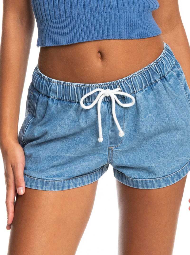 Medium Blue Roxy New Impossible Denim Shorts | DXHMPI825