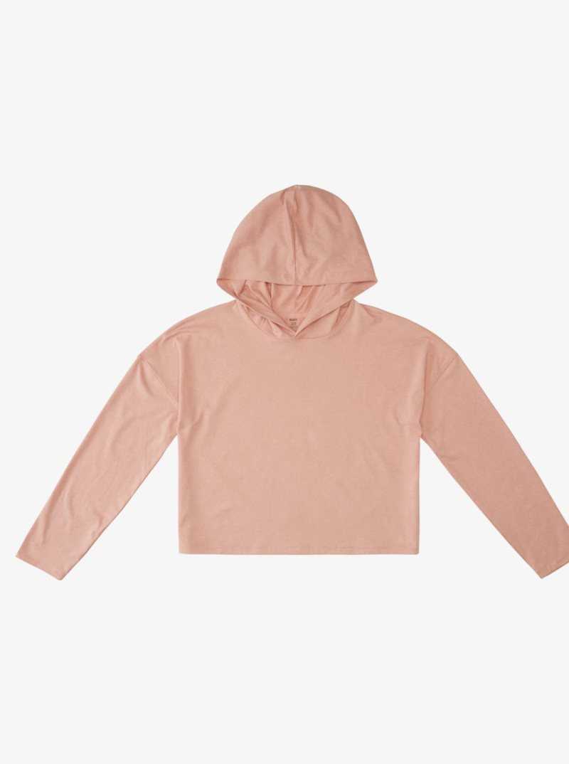 Mellow Rose Heather Roxy Sun Might Shine Long Sleeve Hooded T-Shirt | ZMPSGQ863