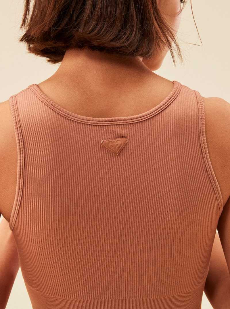 Mocha Mousse Roxy Chill Out Seamless Sports Bra | GBWQSY618