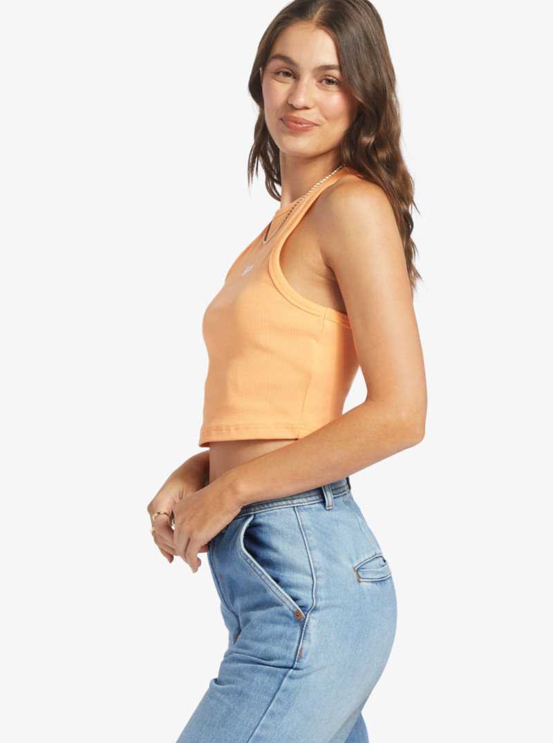 Mock Orange Roxy Bright Boardwalk High Knit Tank | VYMWEC480