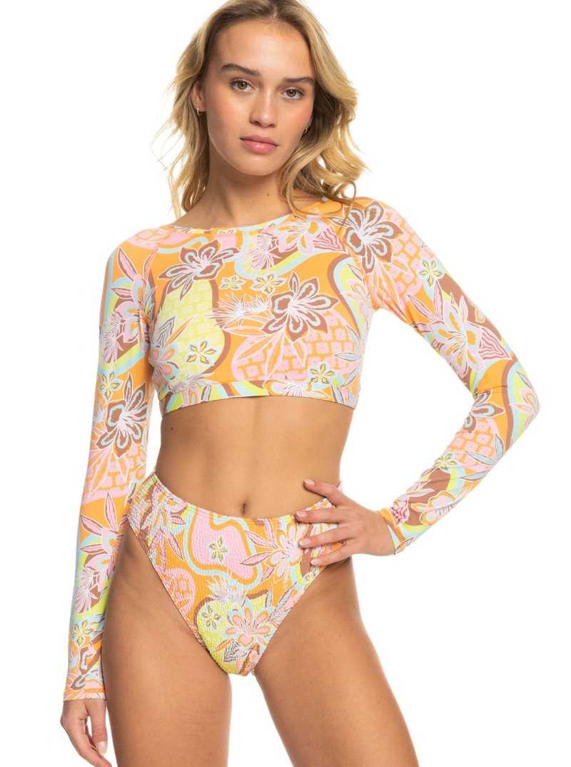 Mock Orange Roxy Delic Roxy Delic Long Sleeve Cropped Rashguard | EXRYIF648