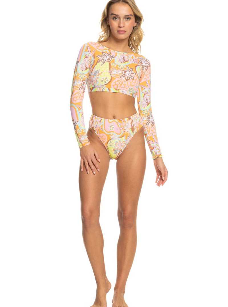 Mock Orange Roxy Delic Roxy Delic Long Sleeve Cropped Rashguard | EXRYIF648