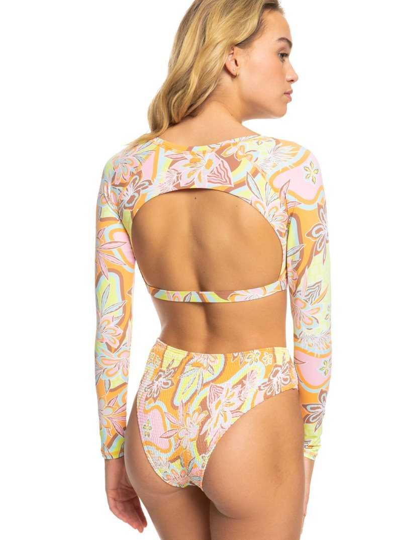 Mock Orange Roxy Delic Roxy Delic Long Sleeve Cropped Rashguard | EXRYIF648