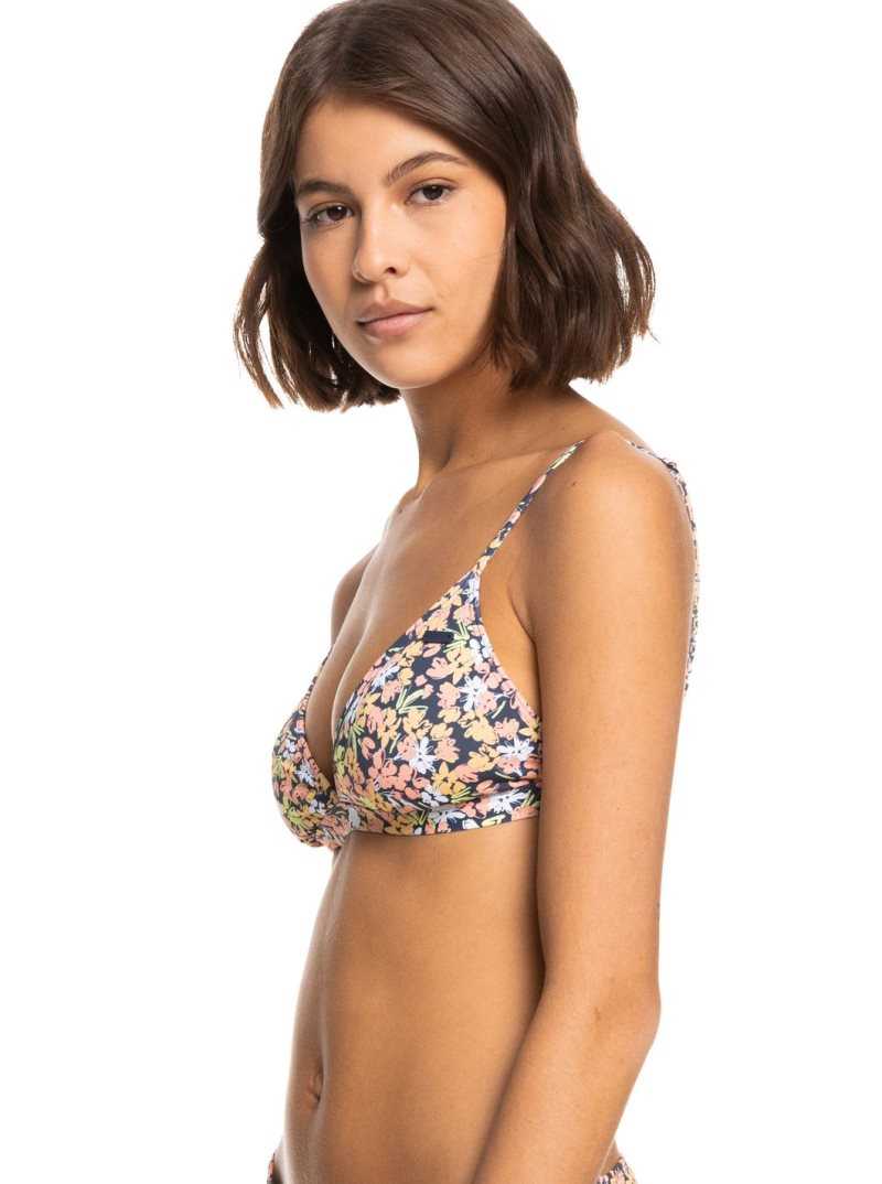 Mood Indigo Ditsy Love Roxy Beach Classics Triangle Bikini Top | AUWXHE184