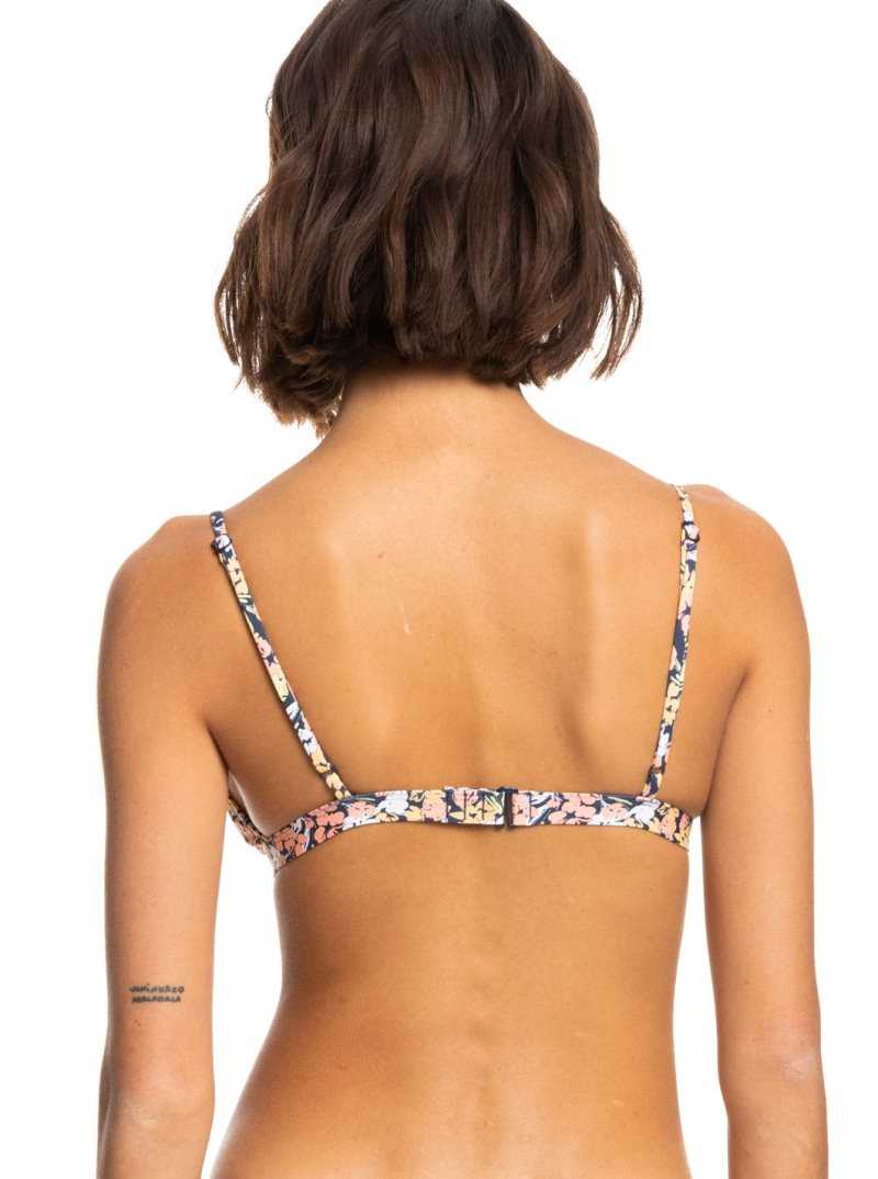 Mood Indigo Ditsy Love Roxy Beach Classics Triangle Bikini Top | AUWXHE184