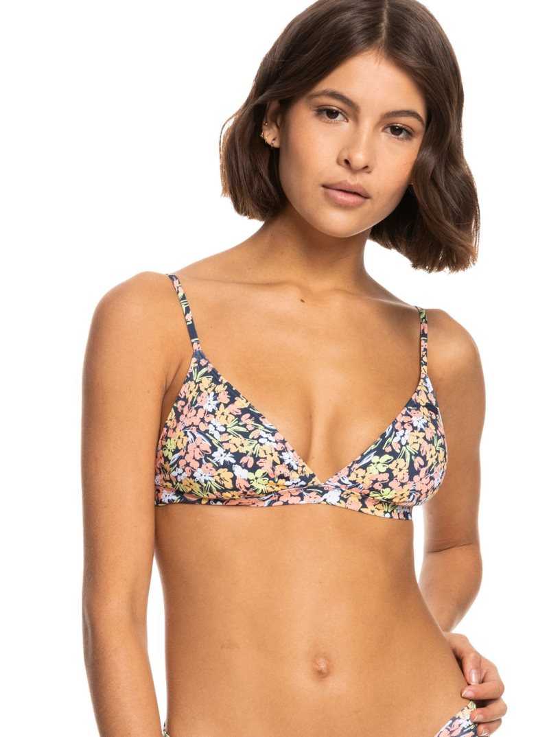 Mood Indigo Ditsy Love Roxy Beach Classics Triangle Bikini Top | AUWXHE184