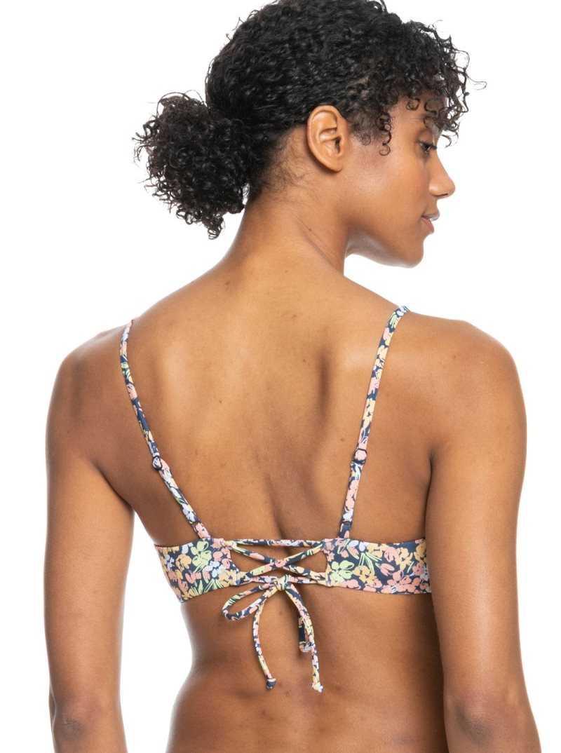 Mood Indigo Ditsy Love Roxy Printed Beach Classics Bra Bikini Top | CJVOIW138