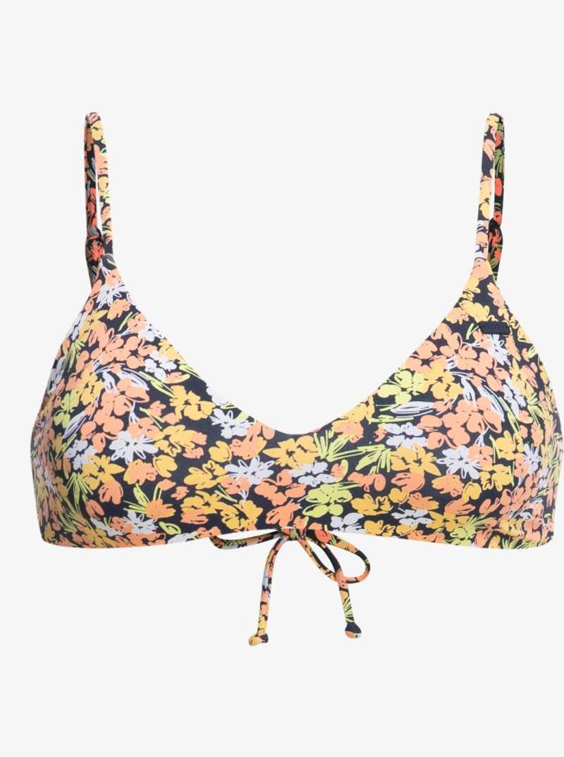 Mood Indigo Ditsy Love Roxy Printed Beach Classics Bra Bikini Top | CJVOIW138