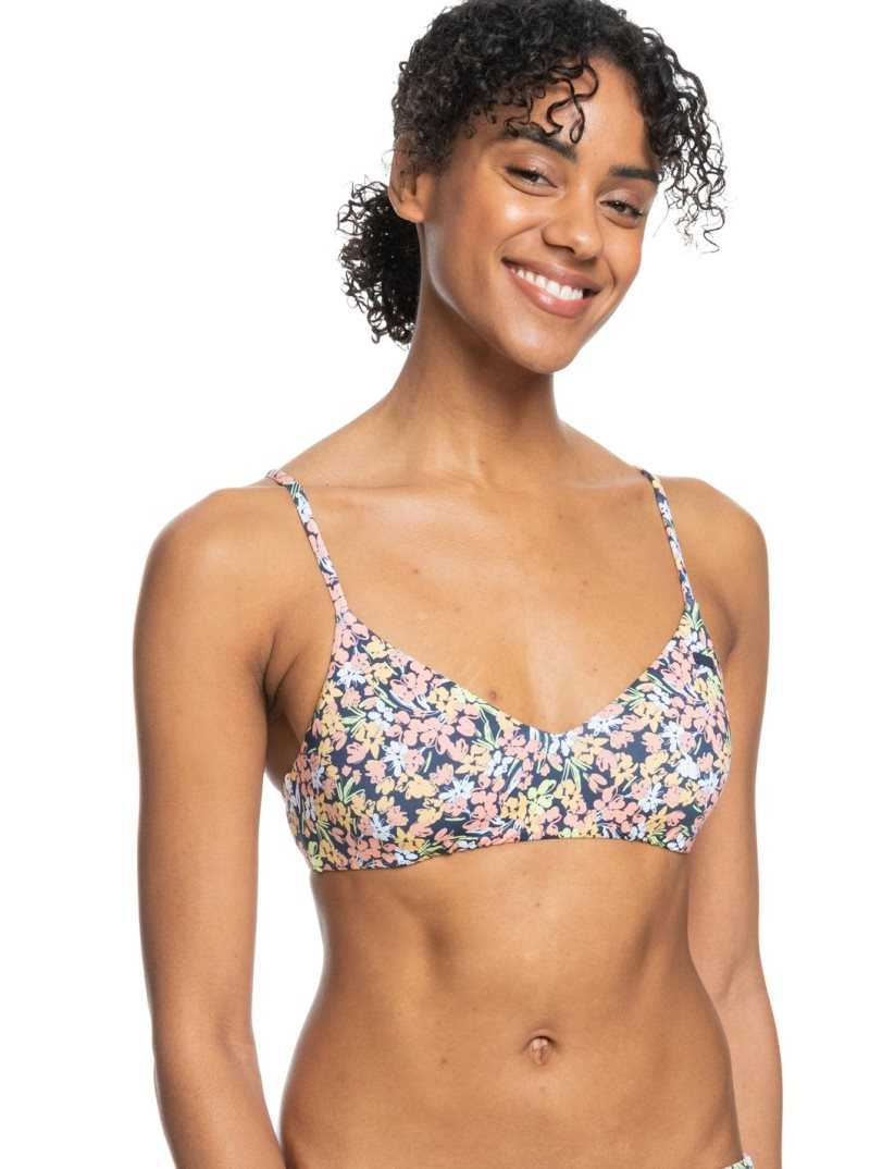 Mood Indigo Ditsy Love Roxy Printed Beach Classics Bra Bikini Top | CJVOIW138