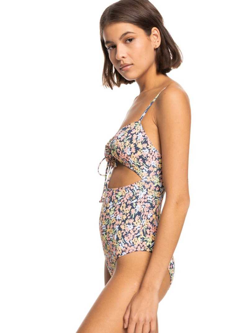 Mood Indigo Ditsy Love Roxy Printed Beach Classics One-Piece Swimsuit | LKITQE837