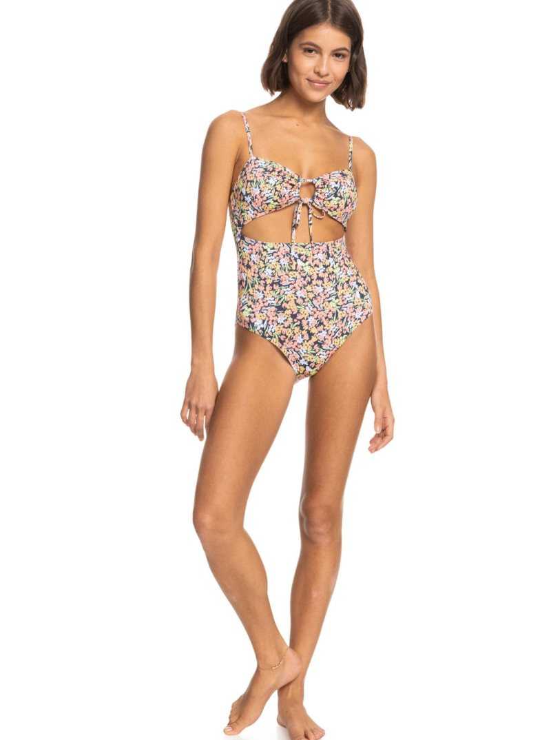 Mood Indigo Ditsy Love Roxy Printed Beach Classics One-Piece Swimsuit | LKITQE837