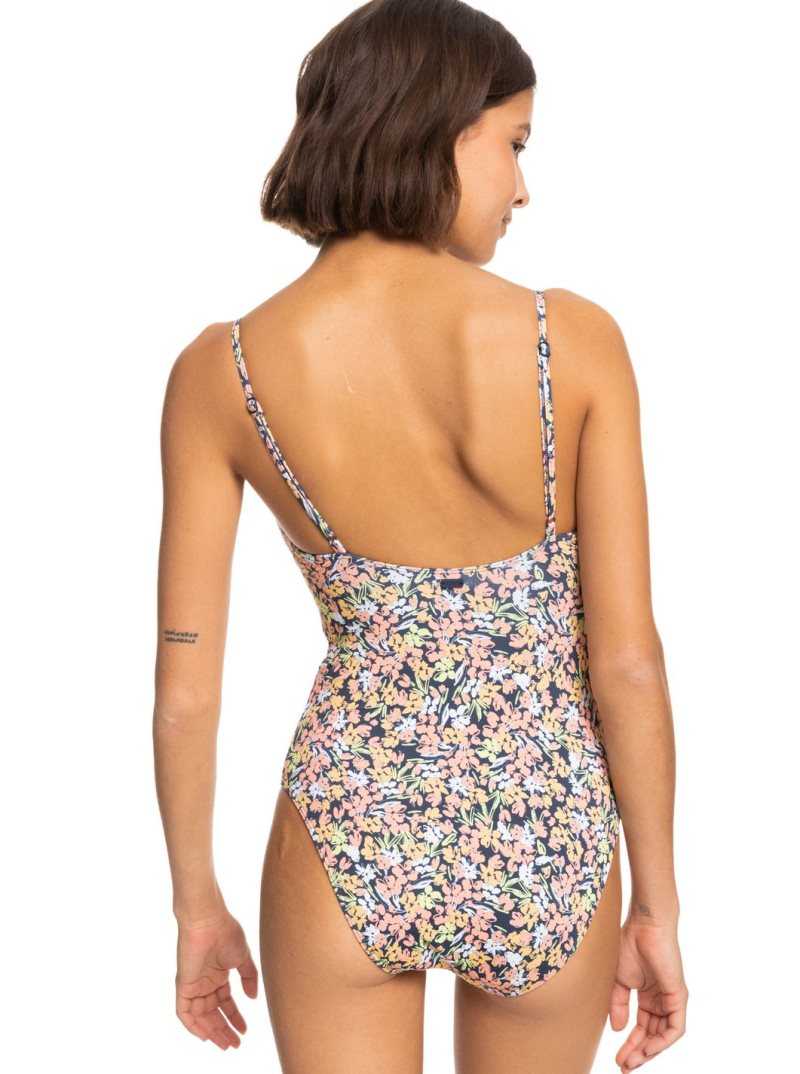 Mood Indigo Ditsy Love Roxy Printed Beach Classics One-Piece Swimsuit | LKITQE837