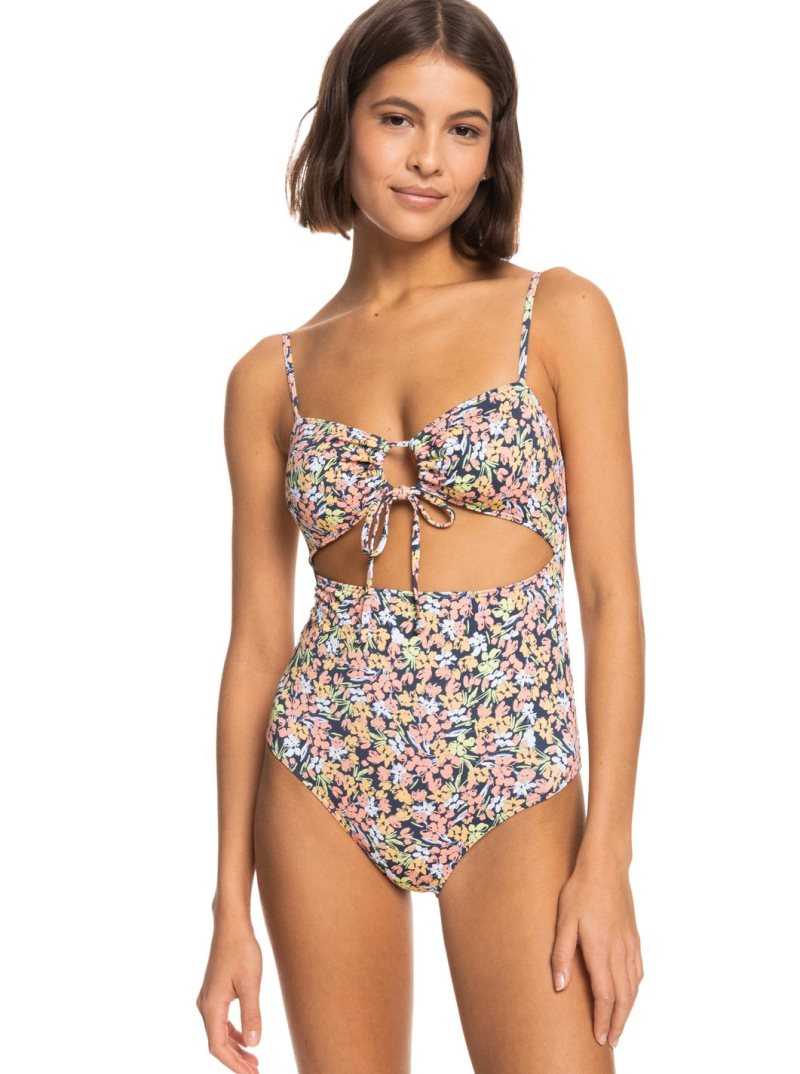 Mood Indigo Ditsy Love Roxy Printed Beach Classics One-Piece Swimsuit | LKITQE837