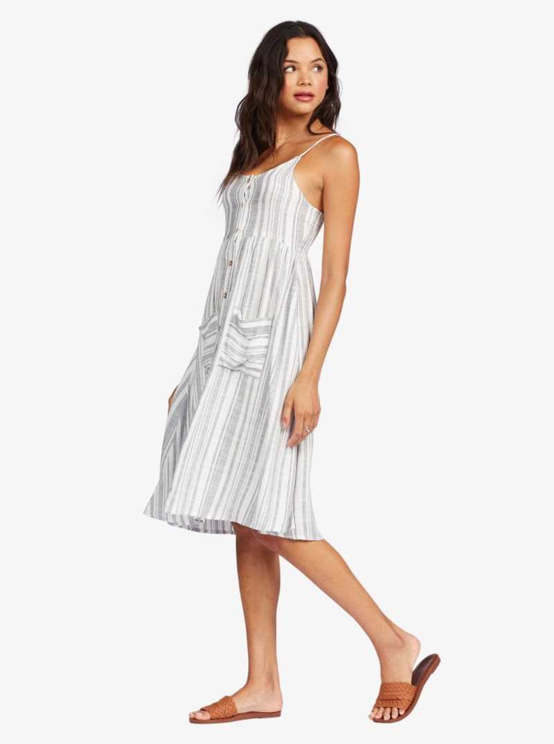 Mood Indigo Oceanside Stripe Roxy Glowing Wave Midi Dress | TZYRDV463