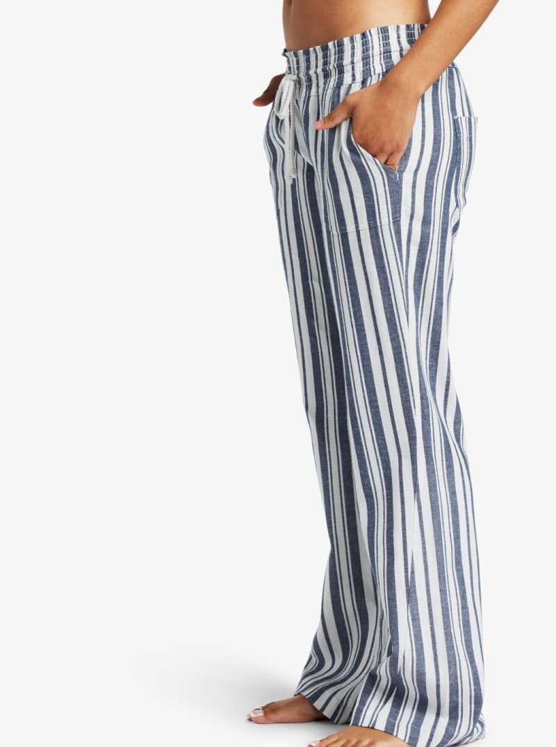 Mood Indigo Paradise Stripe Roxy Oceanside Flared Pants | TDZENW896