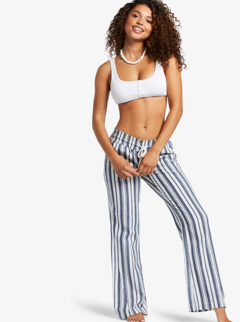 Mood Indigo Paradise Stripe Roxy Oceanside Flared Pants | TDZENW896