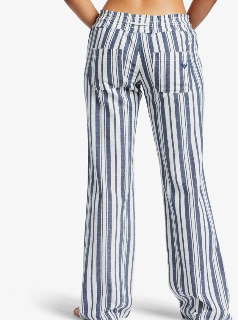 Mood Indigo Paradise Stripe Roxy Oceanside Flared Pants | TDZENW896