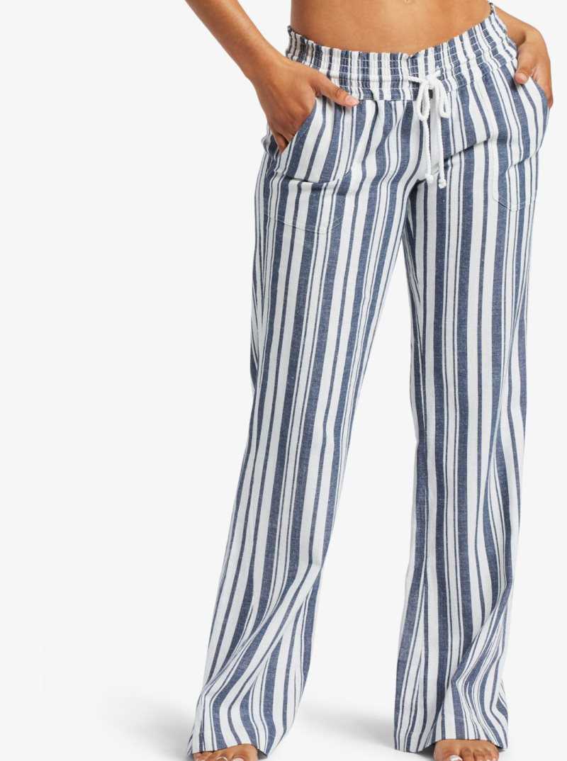 Mood Indigo Paradise Stripe Roxy Oceanside Flared Pants | TDZENW896