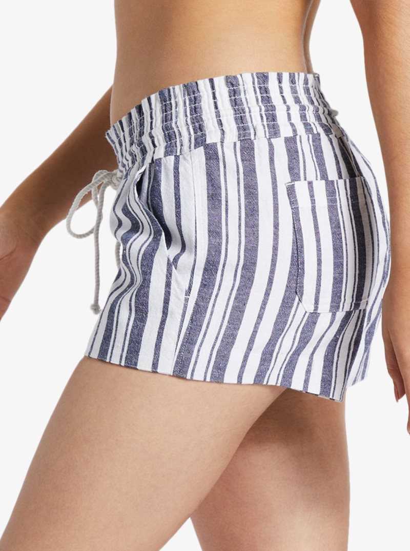 Mood Indigo Paradise Stripe Roxy Oceanside Elasticized Shorts | ZRUNCB327