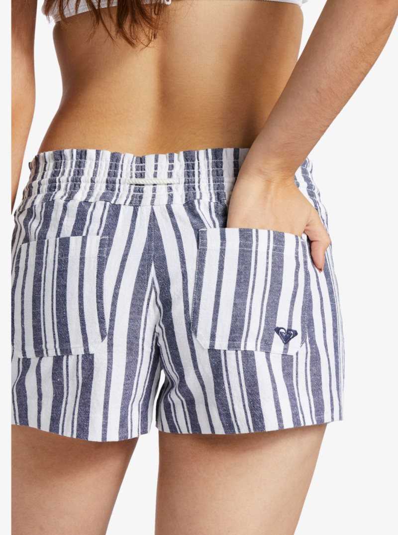 Mood Indigo Paradise Stripe Roxy Oceanside Elasticized Shorts | ZRUNCB327