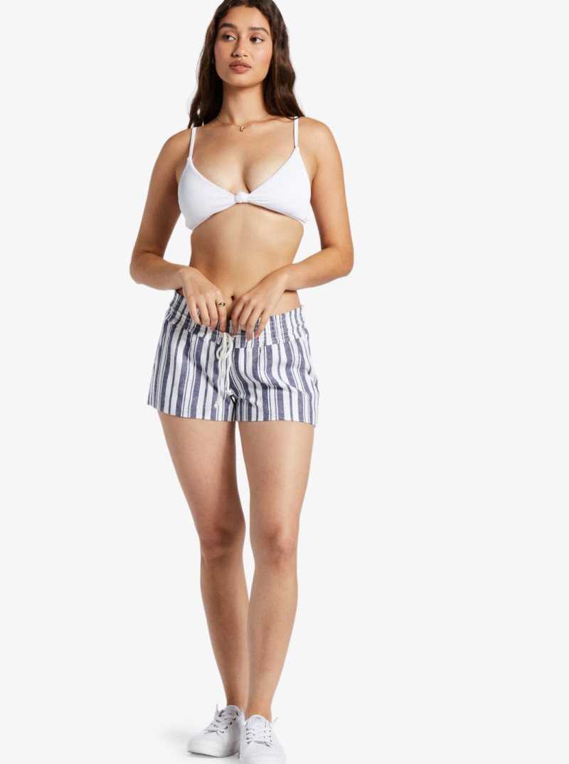 Mood Indigo Paradise Stripe Roxy Oceanside Elasticized Shorts | ZRUNCB327