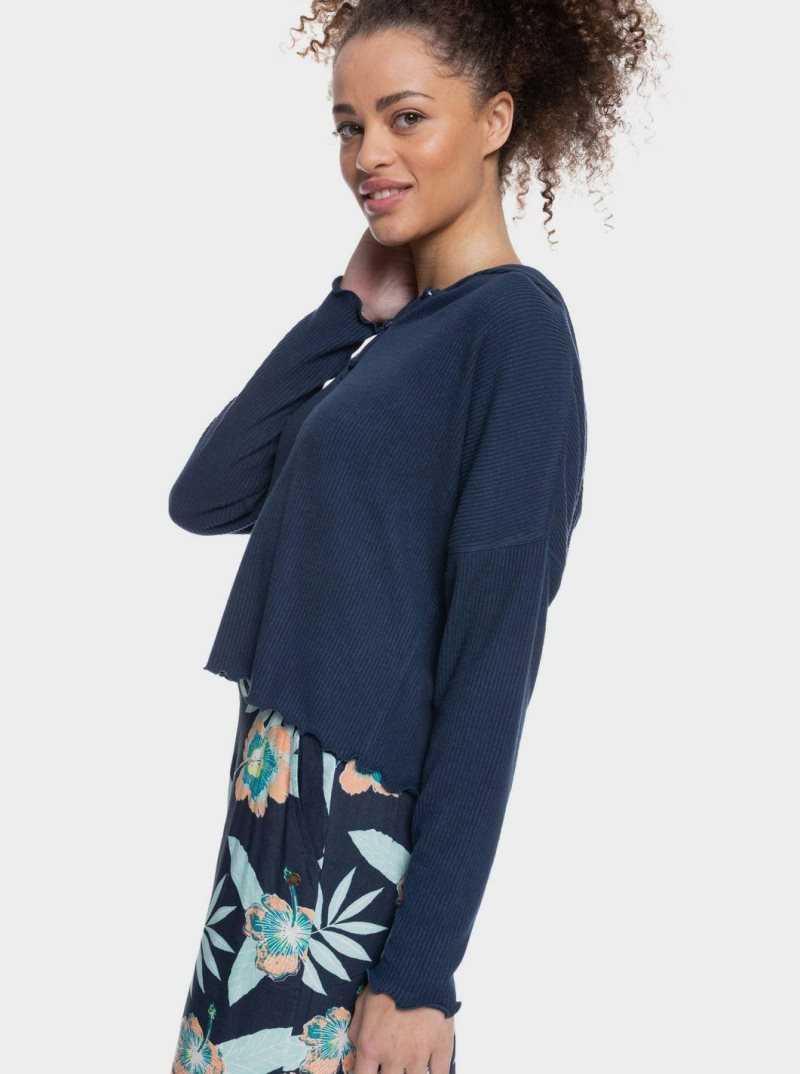 Mood Indigo Roxy Cozy Day Long Sleeve Rib Knit Top | WPVXNB106