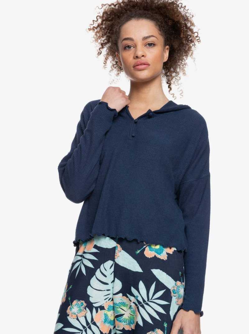 Mood Indigo Roxy Cozy Day Long Sleeve Rib Knit Top | WPVXNB106