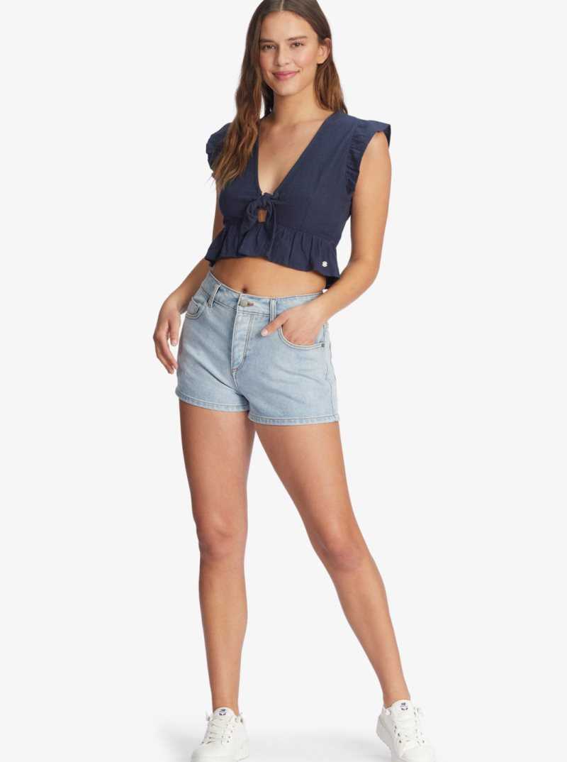 Mood Indigo Roxy Sweetest Love Short Sleeve Crop Top | KCFQIE213