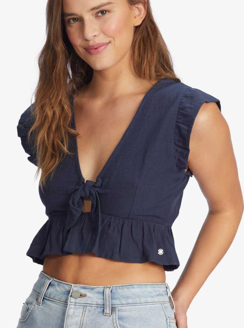 Mood Indigo Roxy Sweetest Love Short Sleeve Crop Top | KCFQIE213