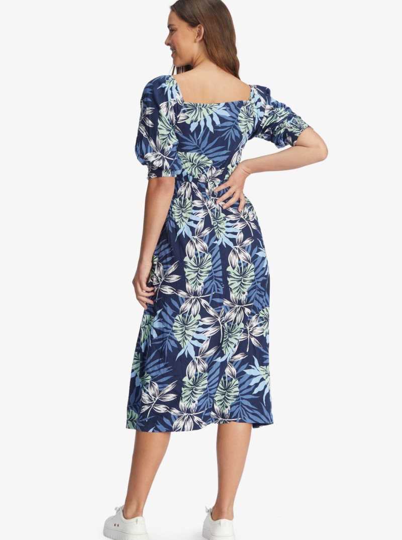 Mood Indigo Seaside Tropics Roxy Evening Delight Midi Dress | TLPMVB862