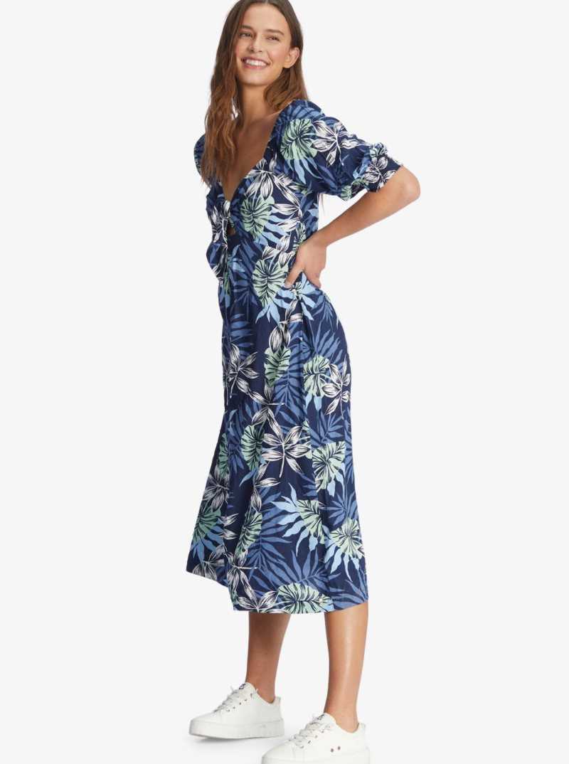 Mood Indigo Seaside Tropics Roxy Evening Delight Midi Dress | TLPMVB862