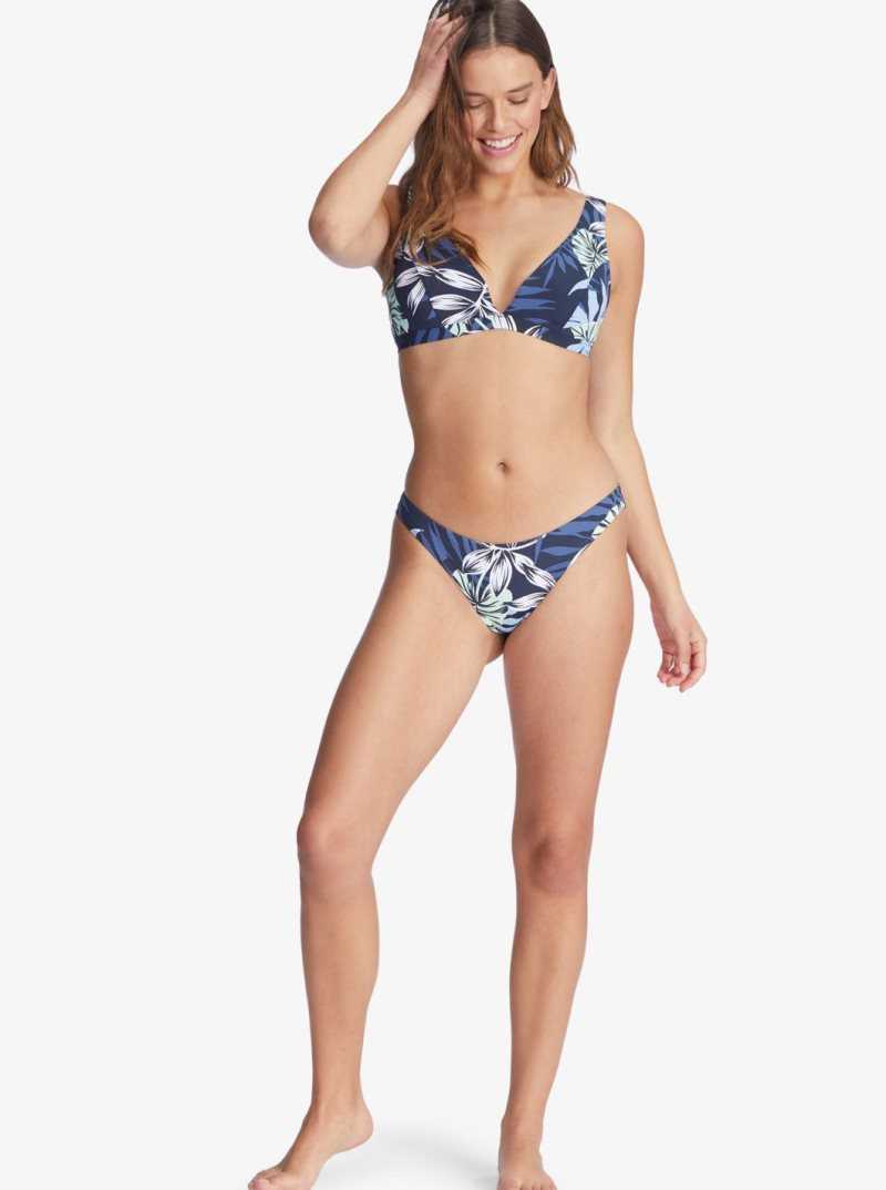 Mood Indigo Seaside Tropics Roxy Printed Beach Classics D-Cup Underwire Triangle Bikini Top | DLKGMR942