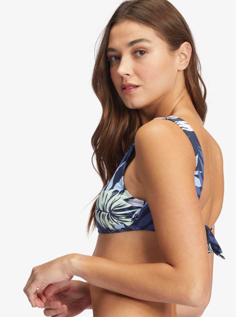 Mood Indigo Seaside Tropics Roxy Printed Beach Classics Bralette Bikini Top | HEKOZV982