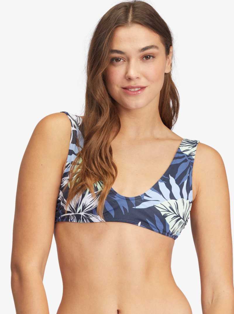 Mood Indigo Seaside Tropics Roxy Printed Beach Classics Bralette Bikini Top | HEKOZV982