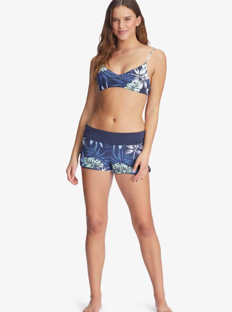 Mood Indigo Seaside Tropics Roxy Printed Beach Classics Athletic Triangle Bikini Top | OVGSPT876