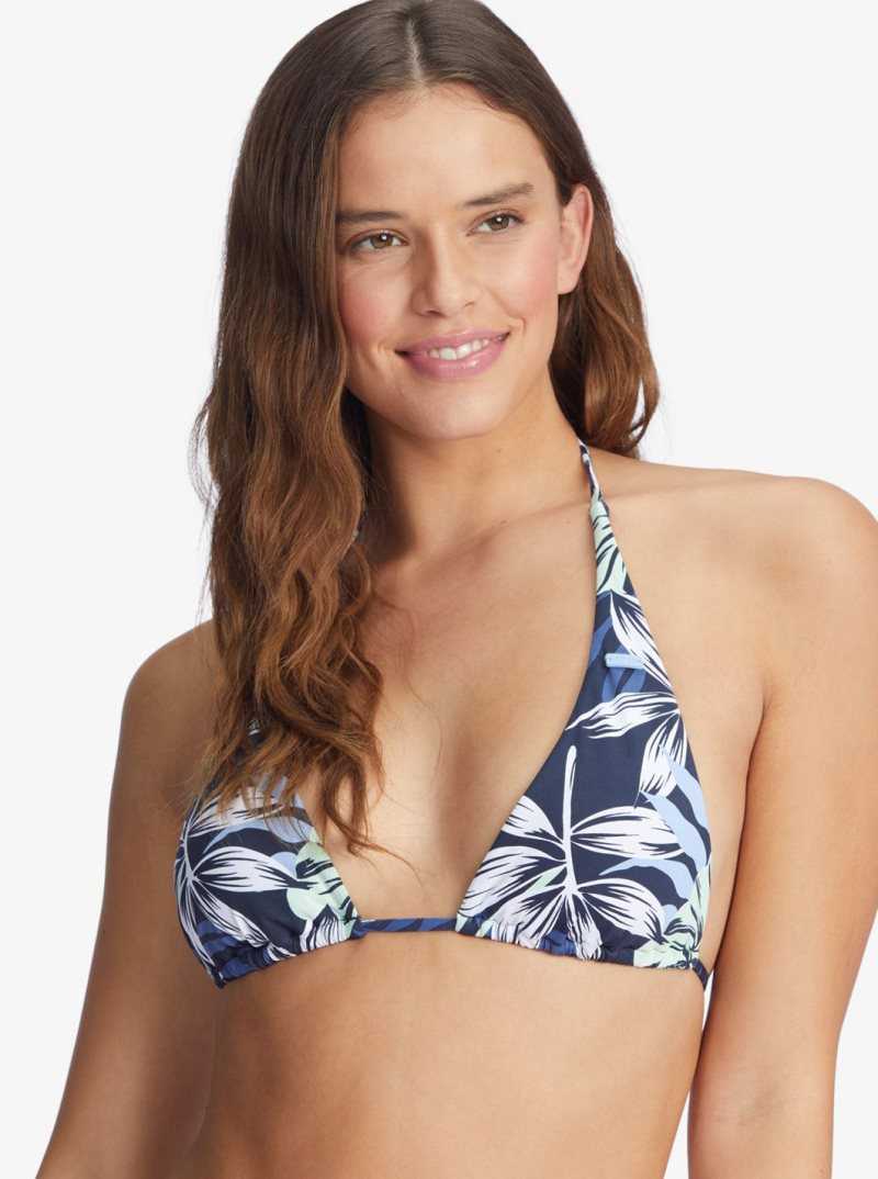 Mood Indigo Seaside Tropics Roxy Printed Beach Classics Elongated Triangle Bikini Top | PIEXCT209