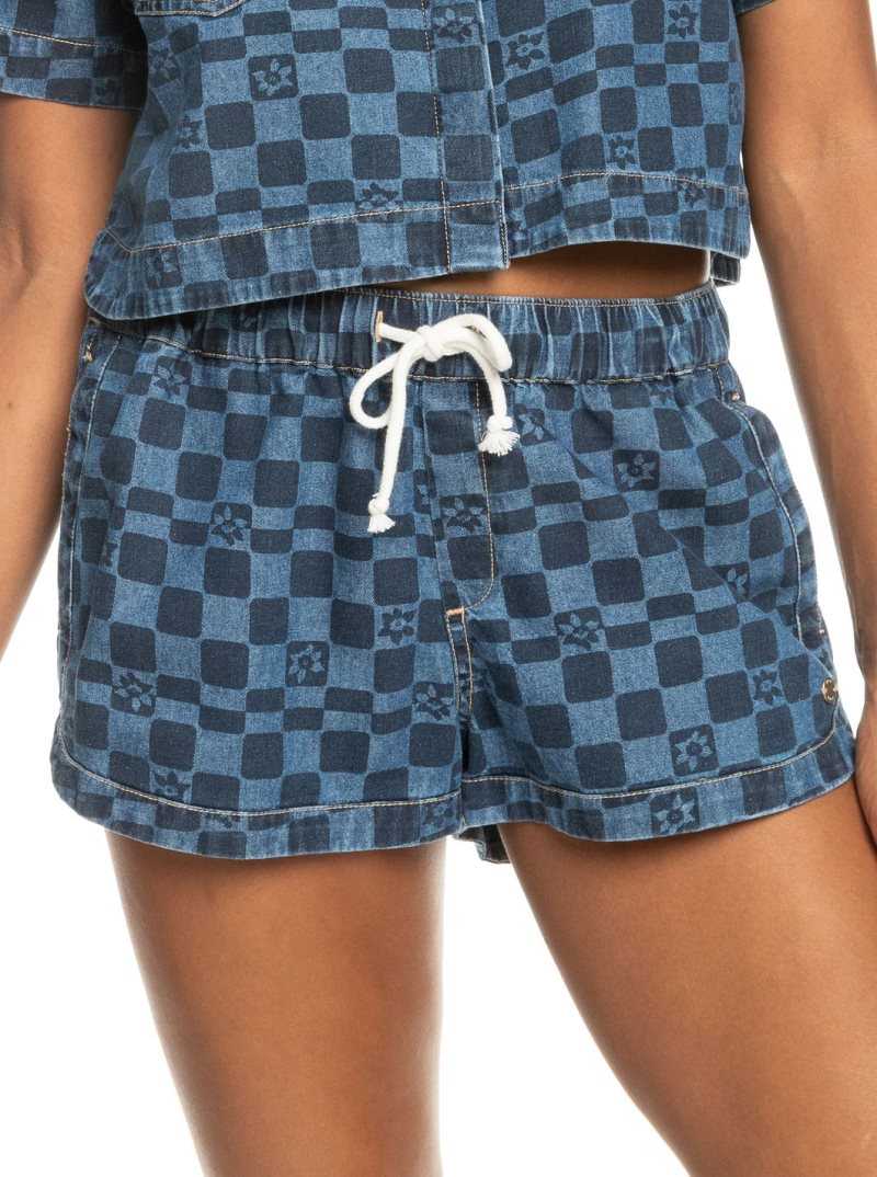 Mood Indigo Sol Power Roxy New Impossible Printed Denim Shorts | CEGUON081