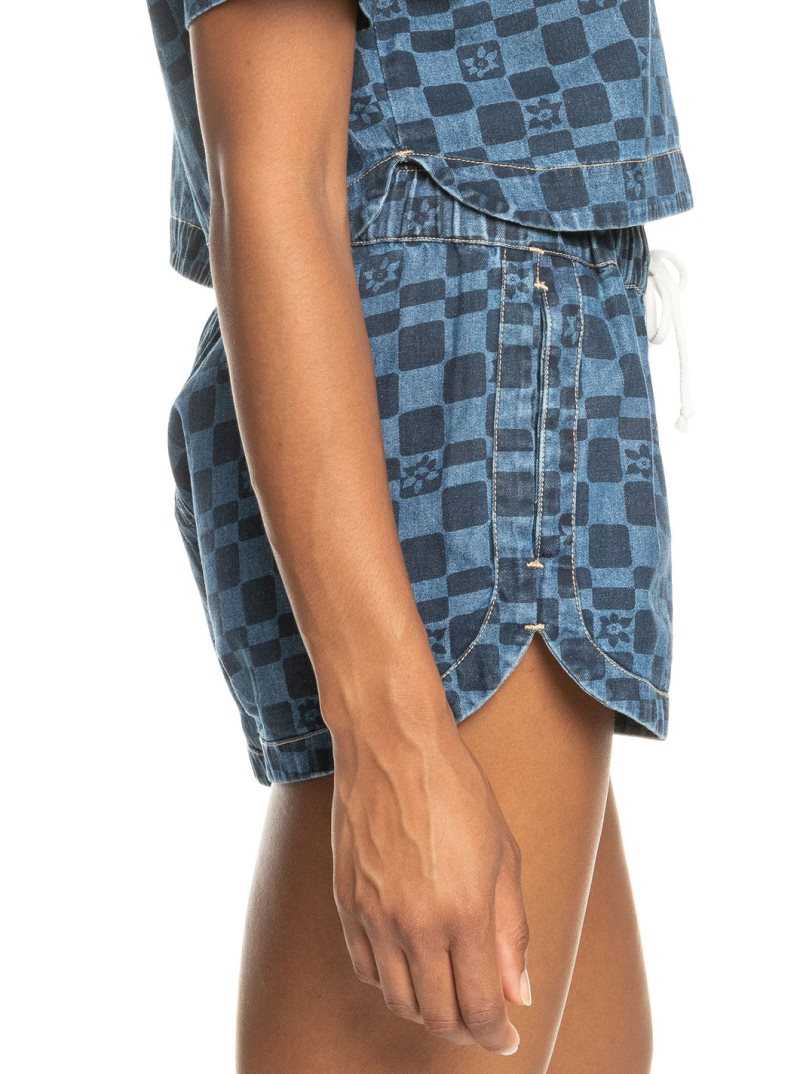 Mood Indigo Sol Power Roxy New Impossible Printed Denim Shorts | CEGUON081