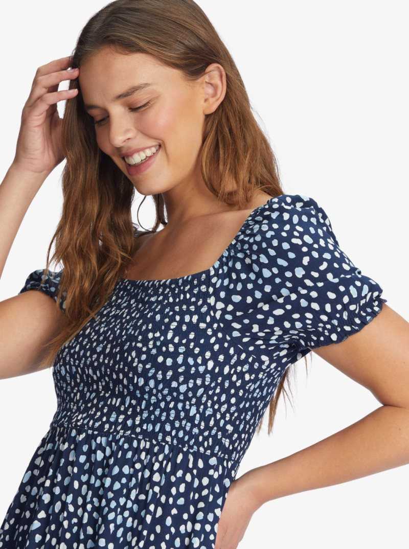 Mood Indigo Wild Dots Roxy Hello Petal Mini Long Sleeve Dress | ICFBYW206