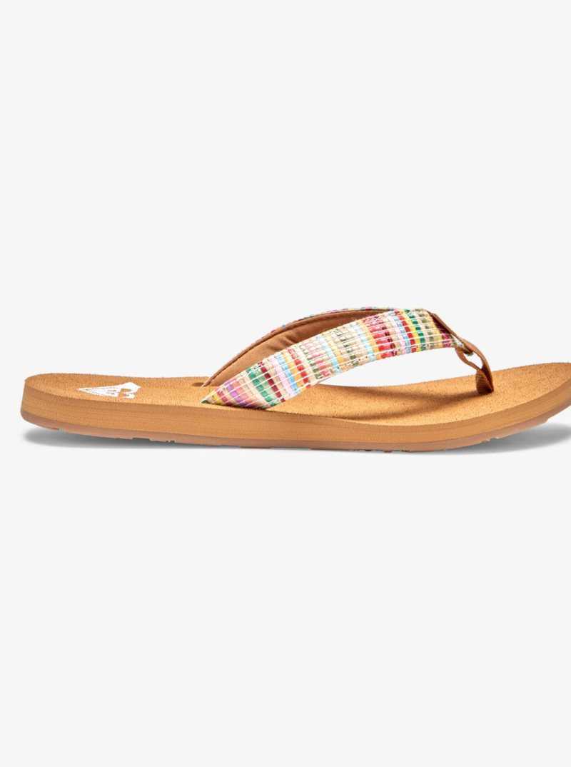 Multi Roxy Porto Raffia Flip-Flops | DGXVKC241