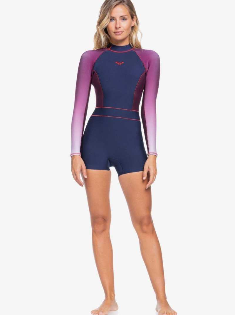 Navy Nights/Red Plum/Garnet Roxy 1.5mm Rise Collection Back Zip Springsuit | RPKAZM194