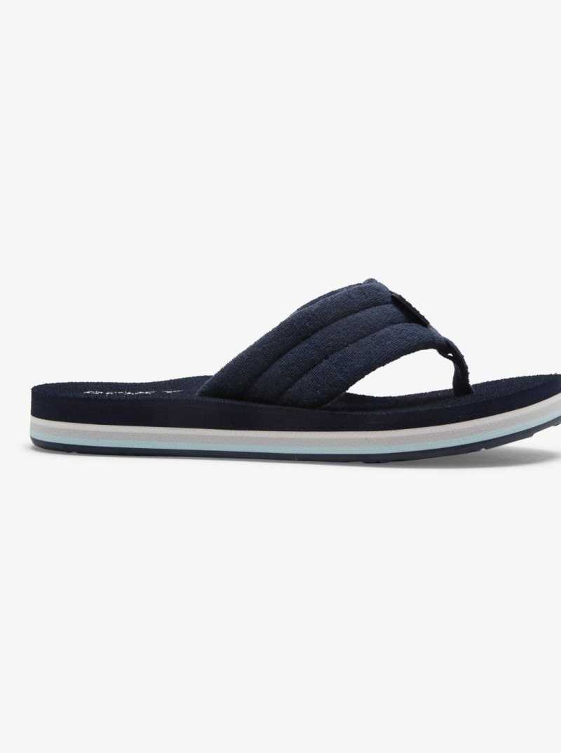 Navy Roxy Surf Check Sandals | QILUAT071