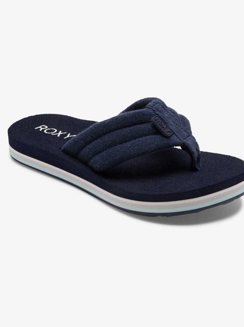 Navy Roxy Surf Check Sandals | QILUAT071