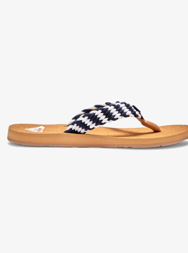 Navy White Roxy Porto Flip-Flops | UGJFMQ014