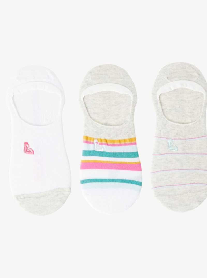 Oatmeal Heather Roxy 3-Pack No-Show Socks | BEFYNJ965