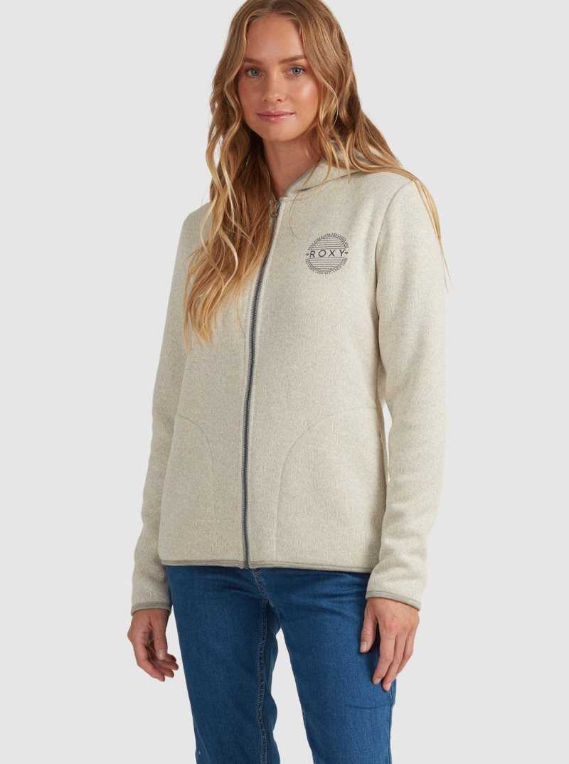 Oatmeal Heather Roxy Petal Fever Zip-Up Hoodie | UIQCHW095